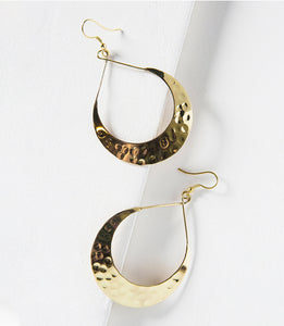 Lunar Crescent Hoop Earrings - gold tone