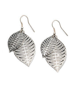 Sanctuary Drop Earrings - silver leaf