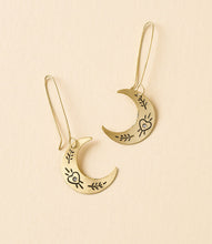 Ruchi Dangle Earrings - golden crescent moon