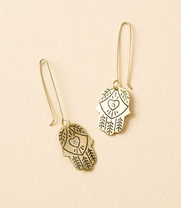 Ruchi Dangle Earrings - golden hamsa