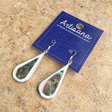 · Alpaca Silver Teardrop Earrings - Abalone & Mother of Pearl