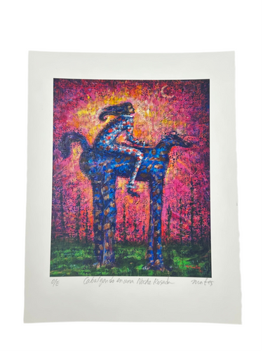 Arte Impreso - cabalgando en una noche rosada