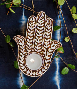 Aashiyana Hamsa wood votive holder