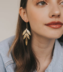 Chameli Leaf Gold Chandelier dangle earrings
