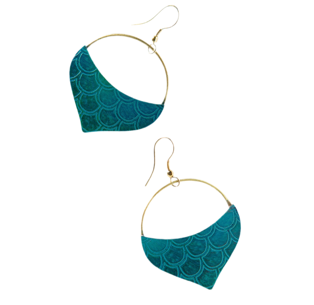 Jaladhi Teal Mermaid drop earrings