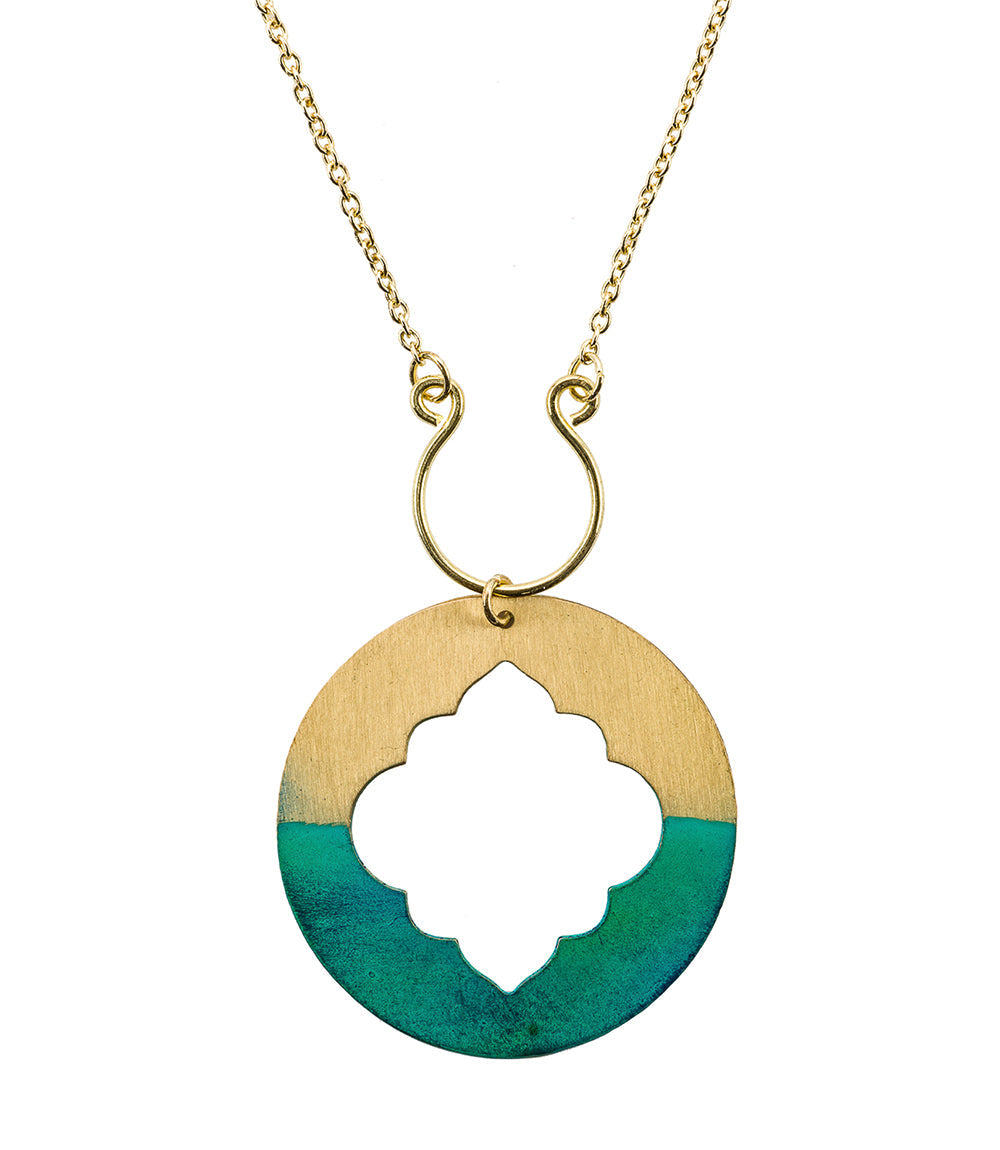 Ashram Arch Drop Necklace - gold patina