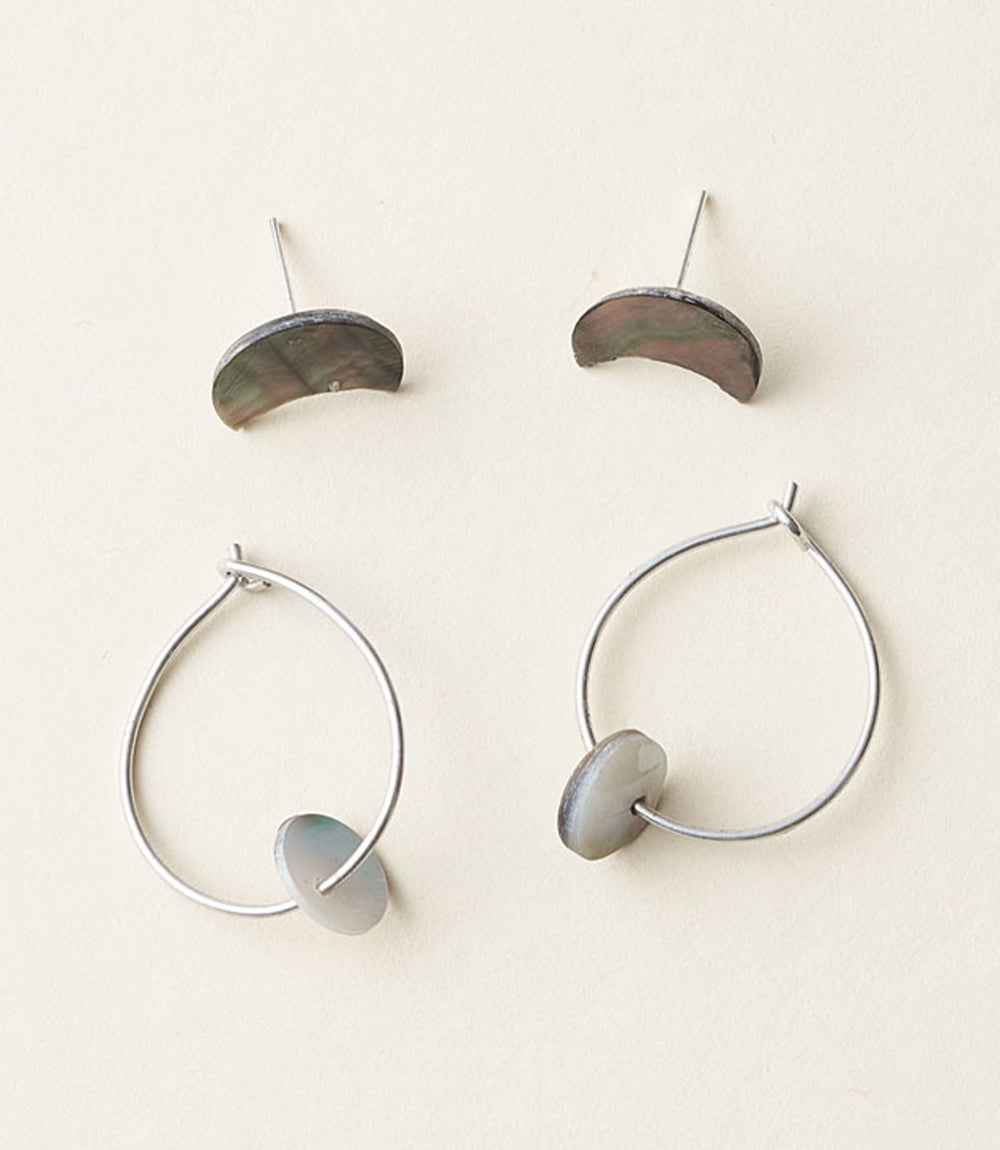 Chandra Moon stud and hoop earrings set