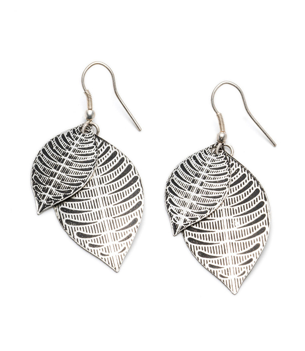 Sanctuary Silver Leaf drop earrings