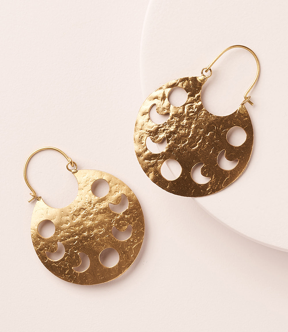 Rajani Moon Phase Gold hoop earrings