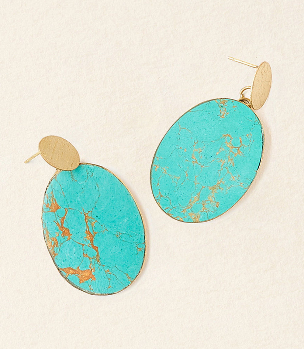 Sandhya Drop Earrings - teal stone