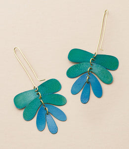 Chameli Dangle Earrings -  Teal Patina Leaf
