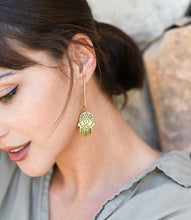 Ruchi Dangle Earrings - golden hamsa