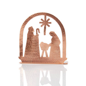 Copper Nativity tea light holder