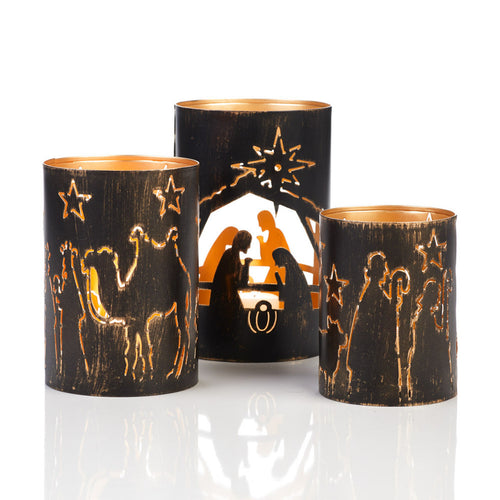 Recycled Iron Lanterns - Nativity (set of 3)