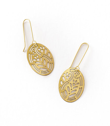 Adhya Drop cutout earrings - golden oval
