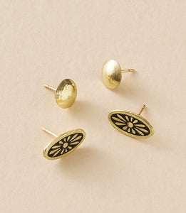 Nisha Stud Earrings set - gold, black