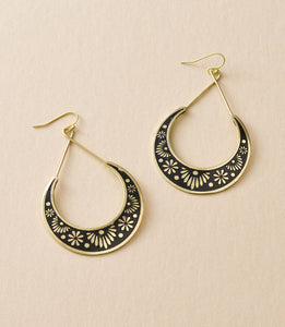 Nisha Crescent Hoop Earrings - gold, black