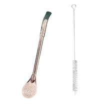 Premium yerba mate bombilla with brush