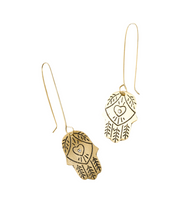 Ruchi Dangle Earrings - golden hamsa
