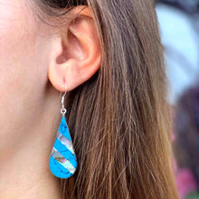 Alpaca Silver Teardrop Earrings - Turquoise Abalone