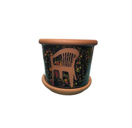 Tiesto de terracota pintado con platillo - Ecotienda La Chiwi