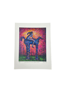 Arte Impreso - cabalgando en una noche rosada