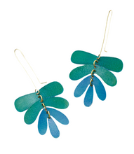 Chameli Dangle Earrings -  Teal Patina Leaf