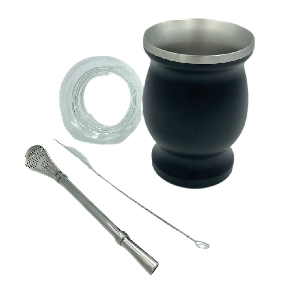 Yerba Mate set with bombilla - black