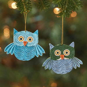 Recycled Paper Owl ornament