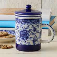 Ceramic Infuser Mug - indigo bloom