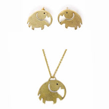 Elephant Brass earrings and necklace set
