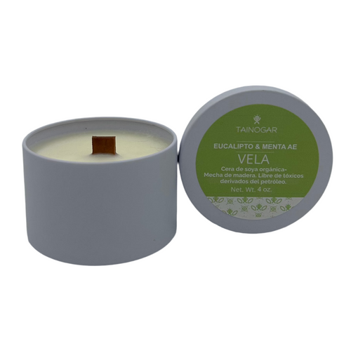 Vela natural de soya (4oz) - Eucalipto Menta