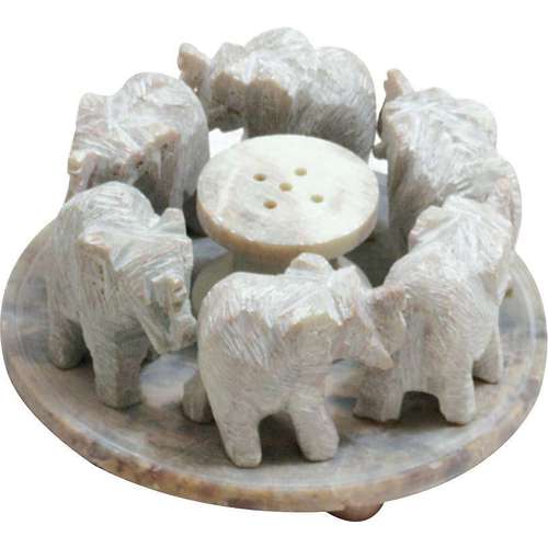 Soapstone Incense Plate - Lucky Elephant
