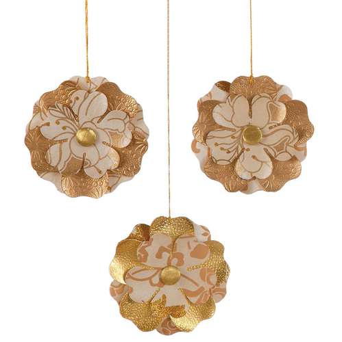 Tree-free Ornament - Golden Flowers (set of 3)