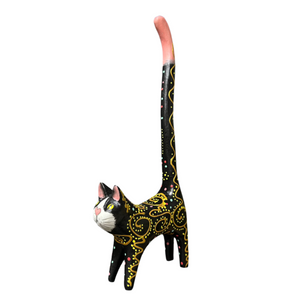 Sustainable Wood Party Cat figurine