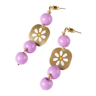 Daisy dangle earrings - lavender - Ecotienda La Chiwi