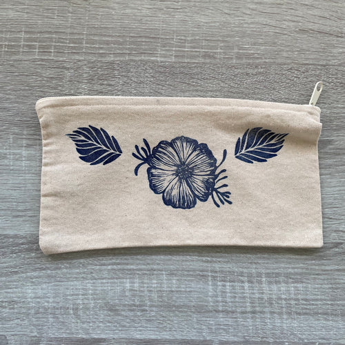 Flower Art Organic Canvas pouch - blue