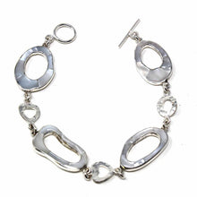 Silver plated Link Bracelet - Mother of Pearl Rings