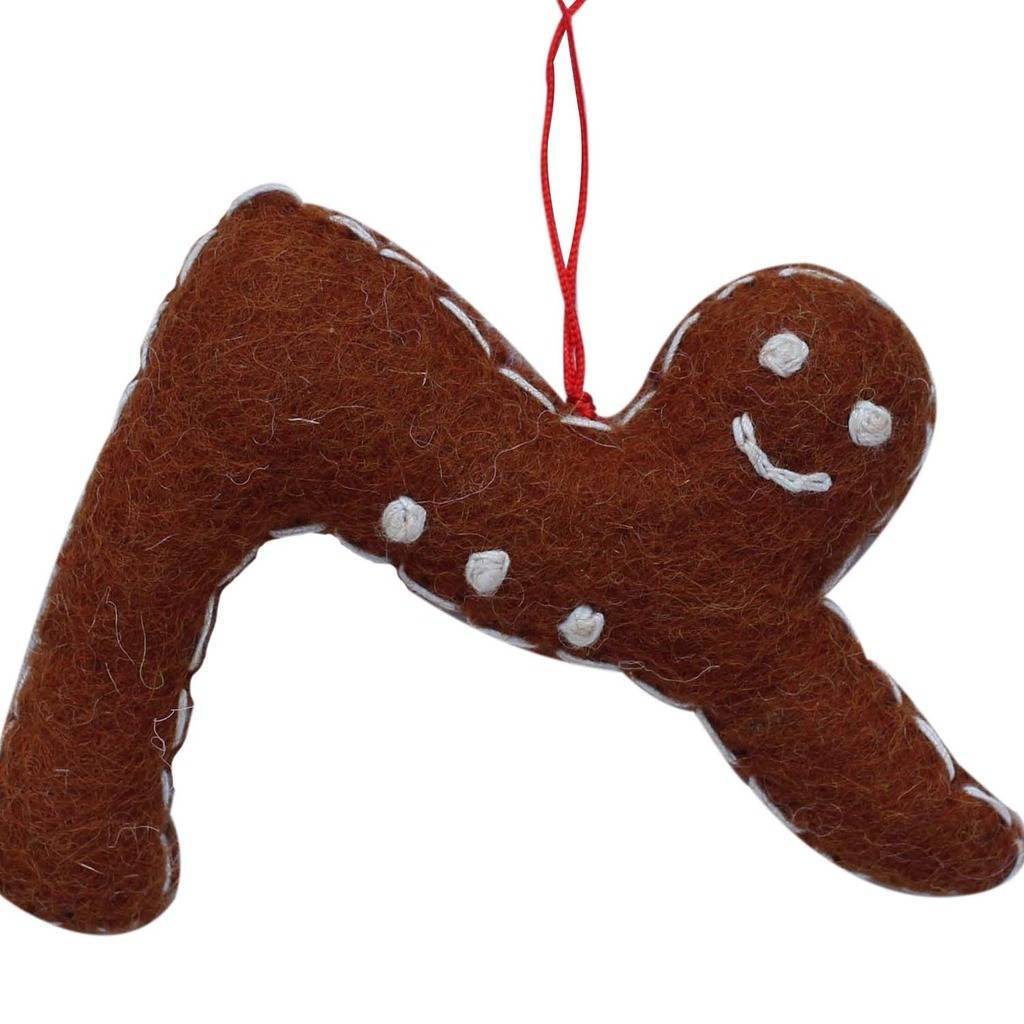 Felt Ornament - Gingerbread Yogi on Downward Facing Dog Pose