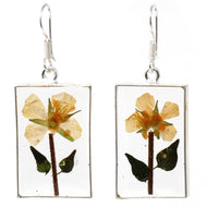 · Rectangle Dangle Earrings - Yellow Pressed Flower - Ecotienda La Chiwi