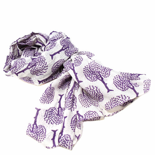 Hand-printed Cotton Scarf - Tree of Life