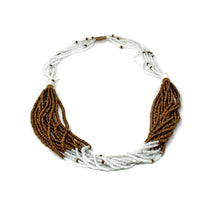 Multistrand Maasai Necklace - White and Gold