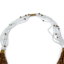 Multistrand Maasai Necklace - White and Gold