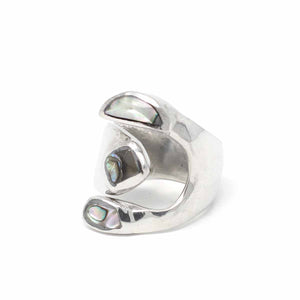 Alpaca Silver Wrap Ring - Abalone (size 8)