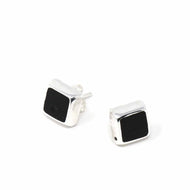 · Sterling Silver Stud Earrings - Black Square - Ecotienda La Chiwi