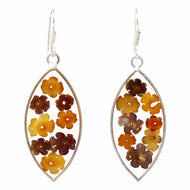 · Alpaca Silver Ellipse Earrings - Flowers in Resin - Ecotienda La Chiwi