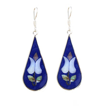 · Alpaca Silver Teardrop Earrings - Abalone Tulip