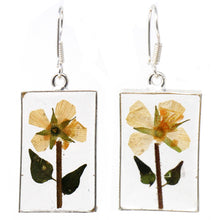 · Rectangle Dangle Earrings - Yellow Pressed Flower