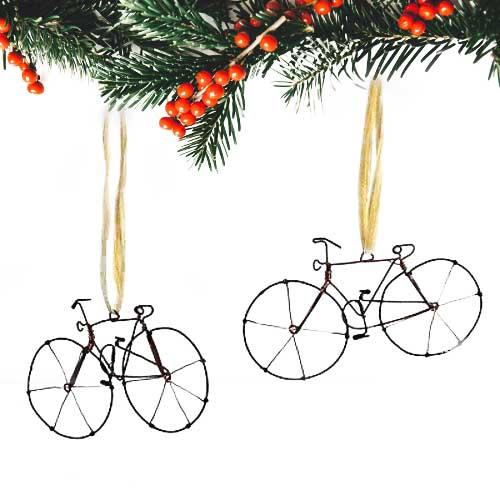 Recycled Wire Bicycle Ornament (set of 2)