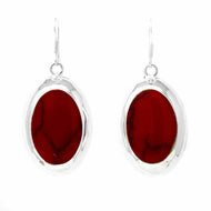 · Silver plated Oval Earrings - Red Jasper - Ecotienda La Chiwi